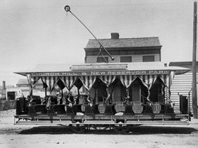 Early undated photo of the Church Hill & New Reservoir Park car