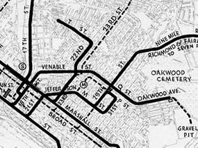 Richmond street railway map circa 1930 (partial)
